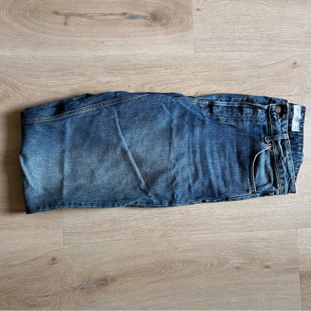 Topshop Women's Blue Straight Leg Jeans